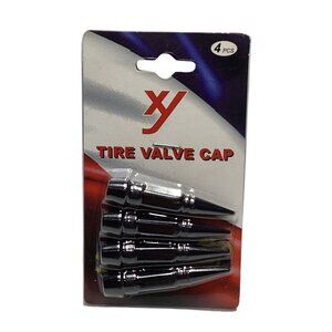 Black 2.25" Spike Aluminum Valve Stem Caps 4 pcs New In Bag NEW